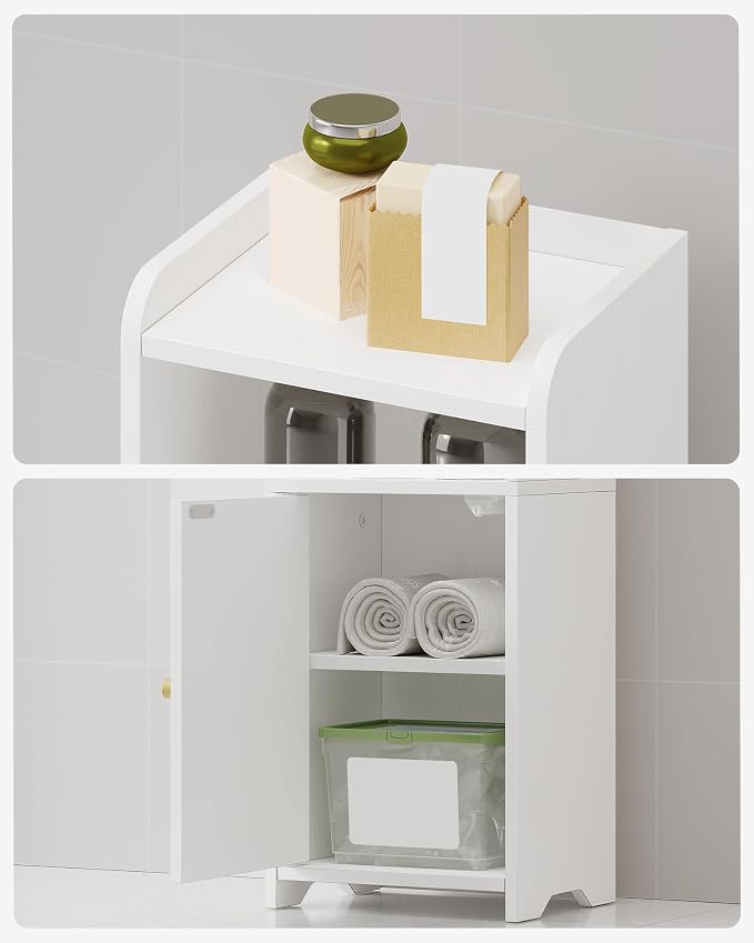 Hzuaneri Bathroom Storage Cabinet, Narrow Toilet Paper Cabinets with Doors | Small Corner Floor Cabinet with Doors and Adjustable Shelf, Bathroom Organizer for Small Spaces, White BC39713X