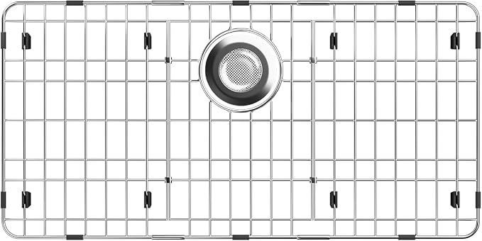 Sink Protector for Kitchen Sink,Metal Sink Rack 28-7/8" X 14-3/8",Corner Radius 4/5",Stainless Steel Sink Grate with Rear Drain Hole for Single Bowl,Sink Grid for Bottom of Sink with Strainer,1 Pack