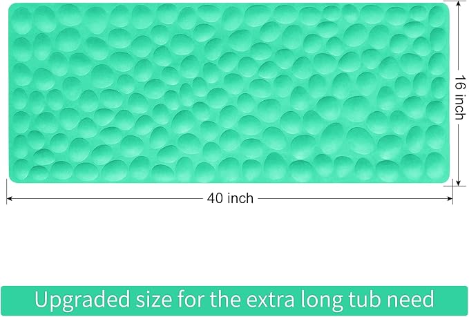 Non-Slip Bathtub Mat OTHWAY Soft Rubber Bathroom Bathmat with Strong Suction Cups (Fruit Green, 16x40 inch)