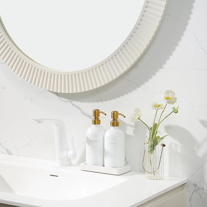 Prus Waso Gold Soap Dispenser Bathroom Set | Hand and Lotion Dispenser with Stainless Steel Pump, Perfect for Modern Bathroom Decor