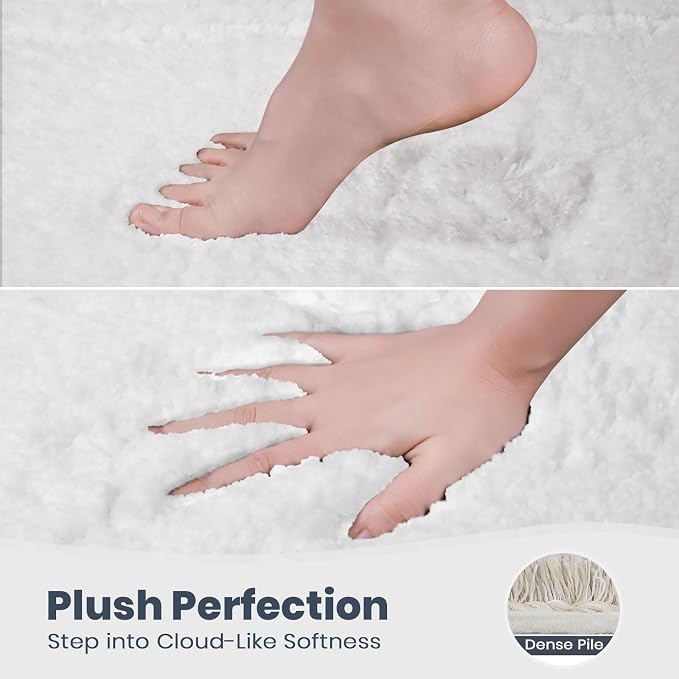 PURRUGS Bathroom Runner Rug, Bath Mat, 24" x 60", White | Machine Washable, Non-Slip, Waterproof TPR Backing, Super Absorbent, Quick Dry, Bath Rug for Shower, Bathtub, and Sink