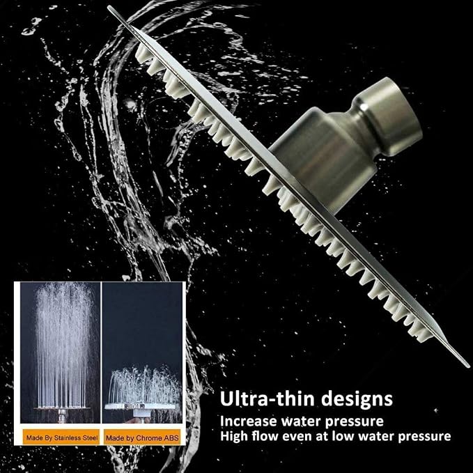 NearMoon Rain Shower Head, Ultra-Thin Design-Pressure Boosting, Awesome Some Experience, High Flow Stainless Steel Rainfall Head (6 Inch,Brushed Nickel)