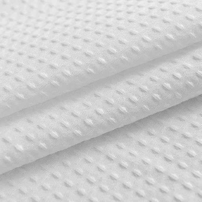 Barossa Design Waffle Weave Extra Long Shower Curtain White 86 Inch Length | 230GSM Thick Fabric, Hotel Spa Luxury, Water Repellent, Machine Washable, 71x86 XL Cloth Curtain for Bathroom