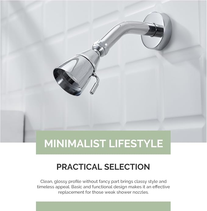 Angle Simple Shower Head High Pressure, Brass Shower Sprayer G 1/2, Chrome | High Flow Rinsing, Swivel Joint to Change Position, Adjustable Lever for Gentle Stream, Use in Bathroom or Outdoor