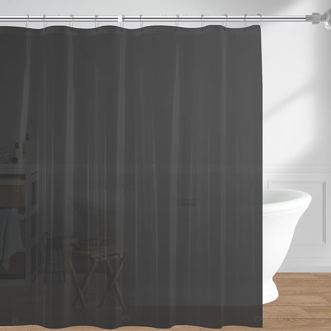 downluxe Shower Curtain Liner, PEVA Plastic Shower Liner with 3 Magnets, 72" x 72" Waterproof Bathroom Curtain, Dark Grey, 1 Pack