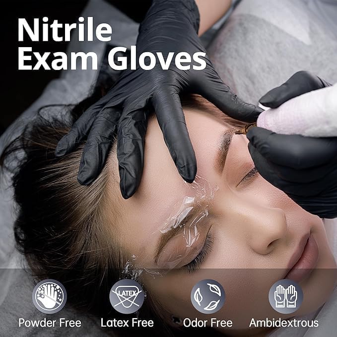 SwiftGrip Disposable Nitrile Exam Gloves, Black Nitrile Gloves Disposable Latex Free for Medical, Cooking & Esthetician