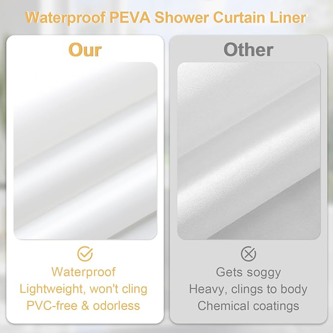 MitoVilla 3 in 1 Long Boho Floral Shower Curtain Set-72 W x 78 H, Chic Elegant Shower Curtain and Waterproof Fabric PEVA Liner Set with 12 Stainless Steel Hooks