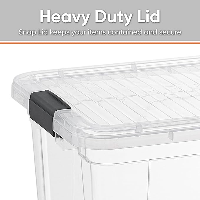 Superio Clear Storage Box with Lid, 21 Quart Plastic Container Bins for Organizing, Stackable Crates, BPA Free, Non Toxic, Odor Free, Organizers for Home, Office, School, and Dorm