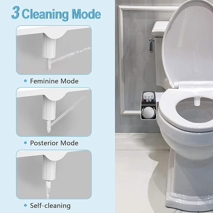 Self Cleaning Retractable Non Electric Dual Hidden Nozzle Bidet Attachment for Toilet Seat with Warm Water Jet Spray for Toilet Bathroom Bidet Toilet Sprayer Adjustable Water Pressure