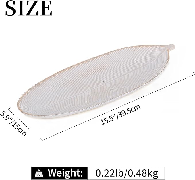 Hanobe Leaf Wooden Decorative Tray, Wood Key Bowl for Entryway Table Decor | 16" Leaf Shaped Wooden Bowl Boho Decor for Living Room Console Table