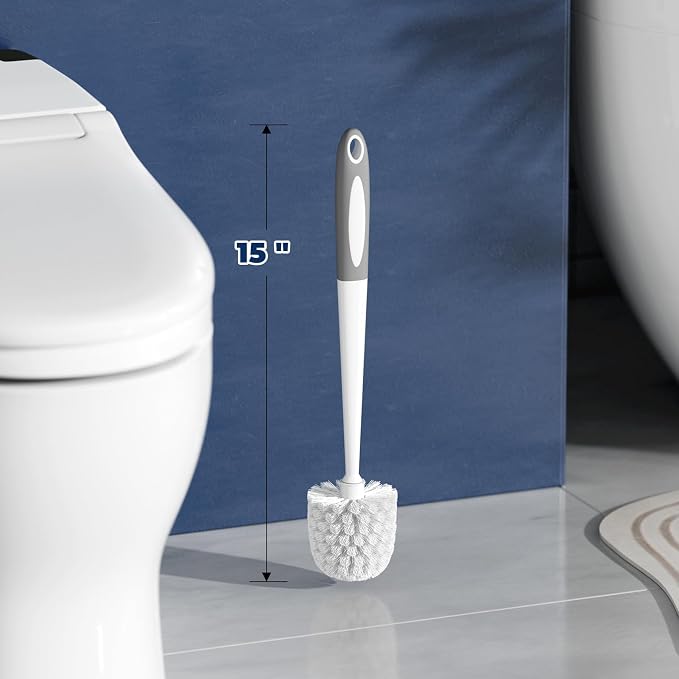 Holaloha Toilet Bowl Brush for Replacement, 5 Pack, White | Bathroom Accessories, Ergonomic Silicone Handle, Dense Bristles, Deep Cleaning, Scrubber, with 5 Groove Gap Brushes