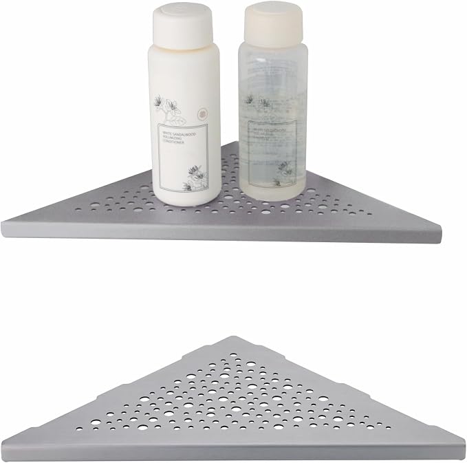 WELLUP Corner Shower Shelf Brushed Nickel 2 Pack,10" Shelf for Tiled Wall | 304 Stainless Steel Shower Corner Shelf,Corner Shower Shelf for 90°Tiled Wall,15 lbs Capacity,Hollowed Drainage,Easy Install