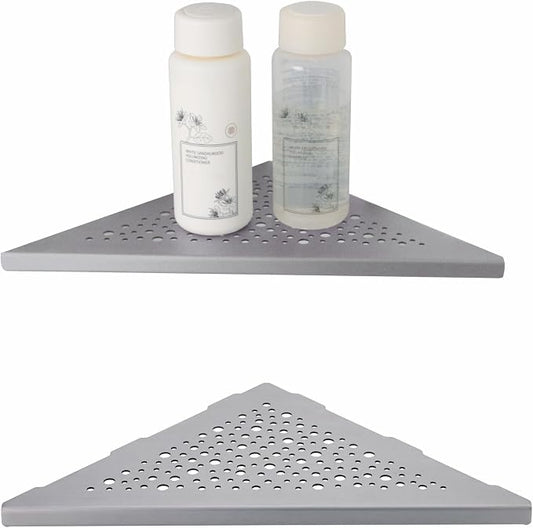 WELLUP Corner Shower Shelf Brushed Nickel 2 Pack,10" Shelf for Tiled Wall | 304 Stainless Steel Shower Corner Shelf,Corner Shower Shelf for 90°Tiled Wall,15 lbs Capacity,Hollowed Drainage,Easy Install