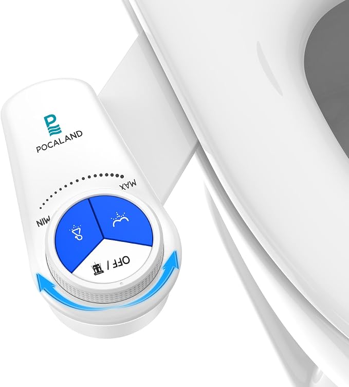 Bidet Attachment for Toilet Seat, Non-Electric Cold Water Bidet with Pressure Controls, Dual Nozzles for Frontal & Rear Wash, Retractable Self-Cleaning for Female & Old- White
