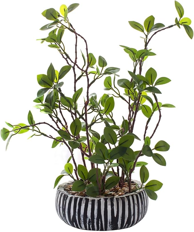 AlphaAcc 12 inch Artificial Potted Plants Indoor Office Desk Fiddle Leaf Fig Plant Plant Realistic Small Fake Farmhouse Plants for Home Kitchen Bathroom Bedroom Decor