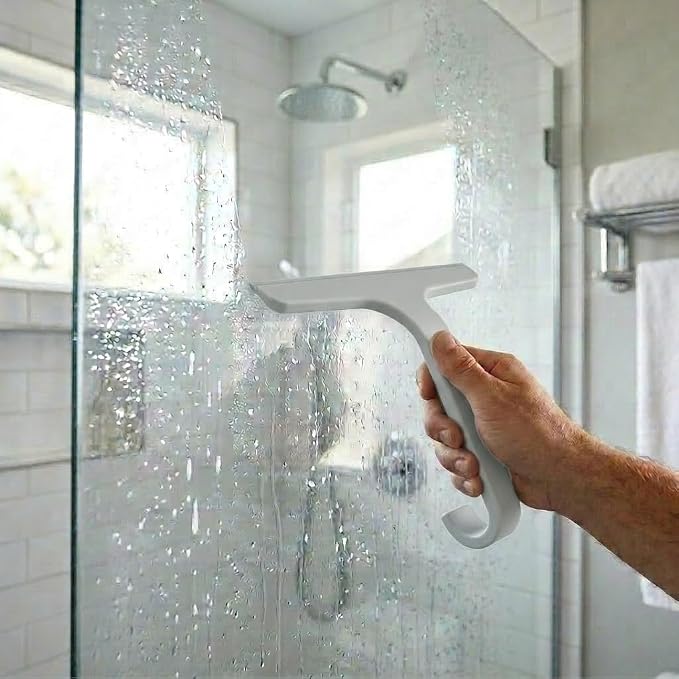 Bathroom Glass Shower Door Squeegee, Silicone & Metal, Gray, 10" W x 9.2" L | Effortless, Time-Saving, Rustproof, Flexible, High Quality, Efficient, Cost-Effective, Multi-Functional, Wear-Resistant