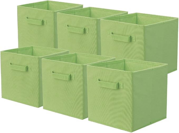 ShellKingdom Storage Bins, Foldable Fabric Storage Cubes And Cloth Storage | Storage Organizer For Closet And Toys, 10.5x10.5x11 INCH, 6 Pack (Green)