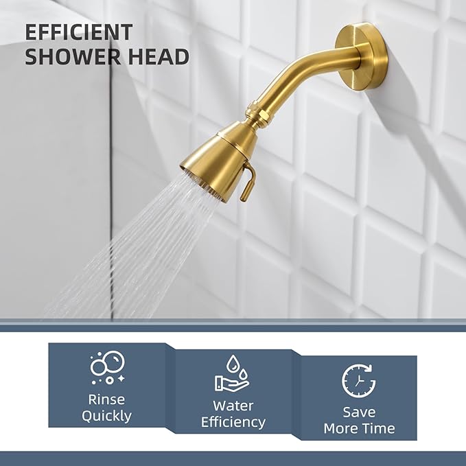 Angle Simple High Flow Shower Head Adjustable, G 1/2, Brushed Dark Gold | Brass, High Pressure Shower Sprayer for Outdoor, Adjustable Angle and Water Flow, No Flow Restrictor, Easy to Wash Clean