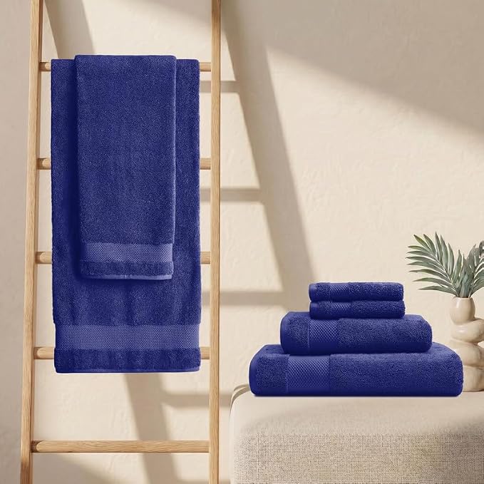 100% Organic Cotton Bath Sheet Set of 2 | Soft Oversized Bath Towels | 700 GSM Premium Bath Towel Sheet Set GOTS Certified - Navy Blue