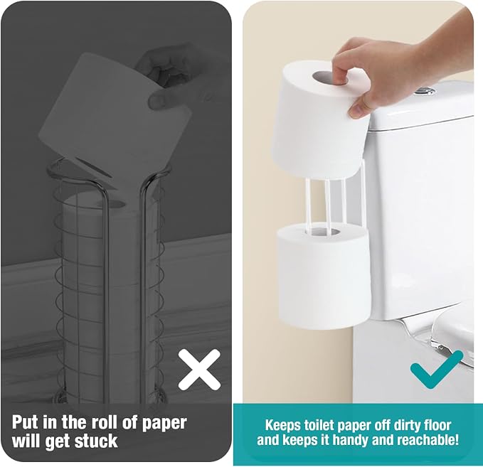 Conworld Toilet Paper Storage for 2 Roll Tissue, Over The Tank Toilet Paper Holder, Stainless Steel Rustproof Toilet Paper Holder Wall Mount, for Rv, Bathroom Storage and Organization, White, 1 Pack