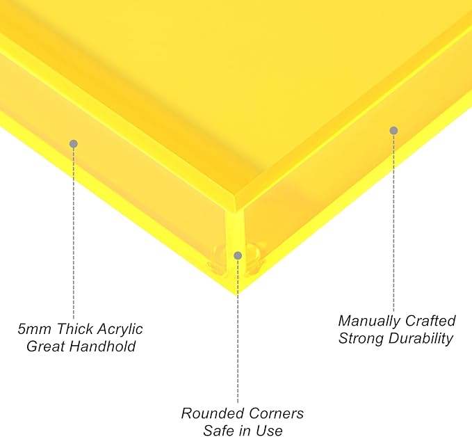 Acrylic Tray for Vanity Makeup Perfume Jewelry 12x6'' Small Decorative Tray for Bathroom Dresser Tops Candle Sink Counter, Neon Yellow