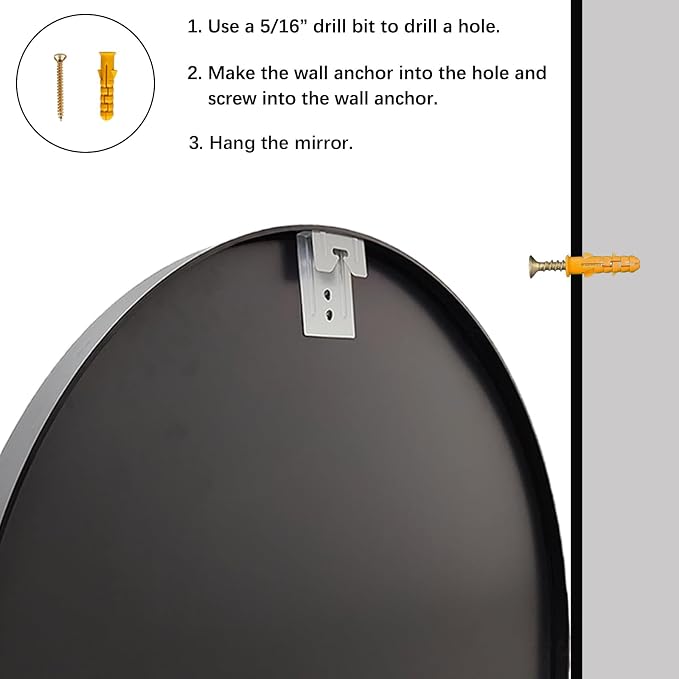 Circle Mirror 20 inch, Black Round Mirror, Matte Black Metal Frame | High Definition Mirror, Rust-resistant, Easy Installation, Round Mirrors for Bedroom, Guest Room, Baby room, Vanity