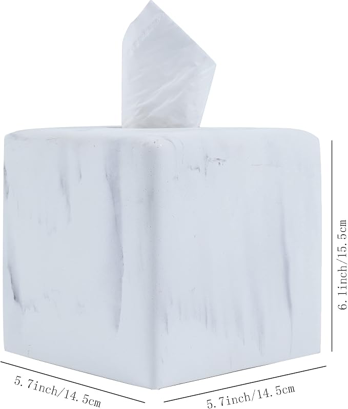 Hymmah Modern Square Tissue Box Cover Holder,Bathroom Accessories Decor Unique Design Tissue Box Cover for Bathroom Vanity Counter Tops Also Great for Bedrooms and Living Rooms