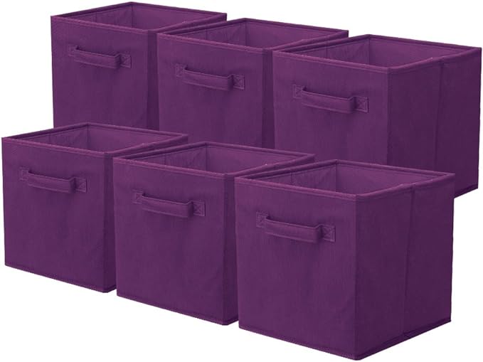 ShellKingdom Storage Bins, Foldable Fabric Storage Cubes And Cloth Storage | Storage Organizer For Closet And Toys, 10.5x10.5x11 INCH, 6 Pack (Purple)