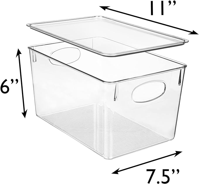 CLEARSPACE Plastic Storage Bins With lids – Perfect Kitchen Fridge Organizer, Pantry Organization, Cabinet Organizers (4 Pack)