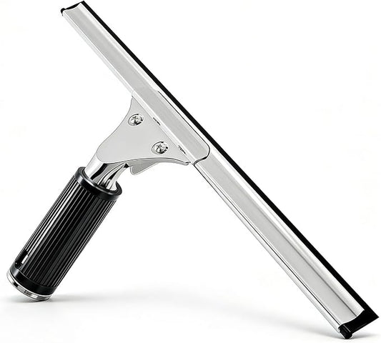 14-Inch Shower Squeegee for Glass Doors, Windows and Mirrors, Stainless Steel Bathroom Water Wiper with Flexible Blade and Ergonomic Handle