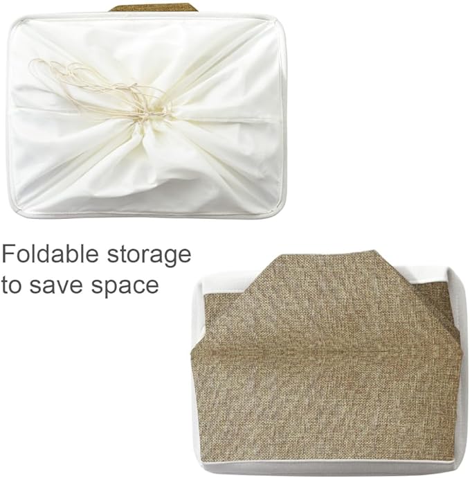 Organization and Storage Basket for Organizing - X Large - 3 Pack 17.7L×13.8W×9.8H in Collapsible Storage Bin for Shelves, Fabric Basket for Gifts Organizer Toy Closet (White & Khaki)