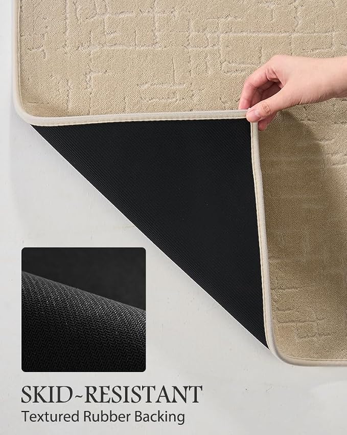 AMOAMI-Bath Mat-Absorbent Quick Dry Bathroom Floor Mats-Washable Rubber Backing Bath Mats for Bathroom Rugs Fit Under Door-Bath Rug for in Front of Sink Bathtub Shower Room, Camel 24''x70''