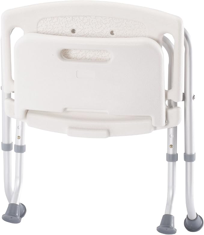 Folding Bath Seat with Back Support, Portable Shower Bench, White | White