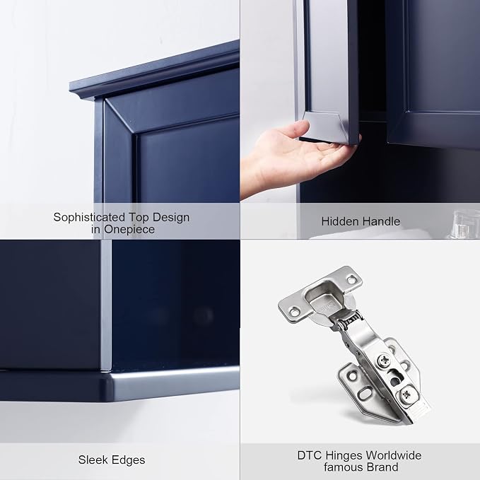 VANIRROR Navy Blue Bathroom Cabinet Wall Mounted W/ 2 Door Adjustable Shelf | 23"x29" Wooden Medicine Cabinet Over Toilet Storage Wall Hanging Cabinets for Bathroom, Entryway, Kitchen, Laundry Room