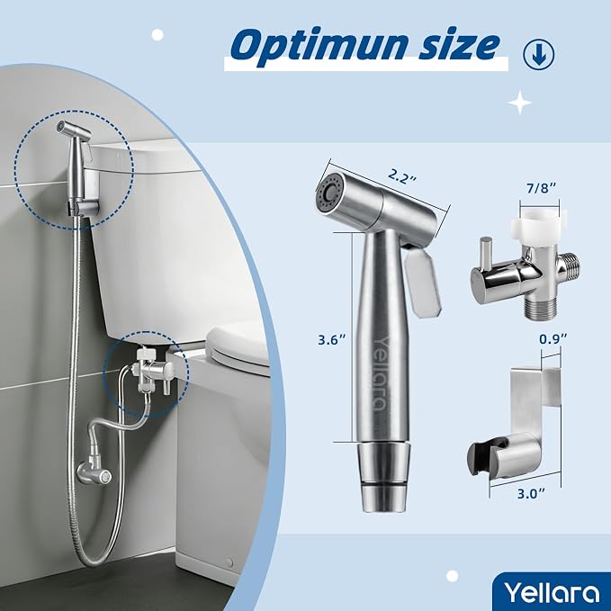 Handheld Bidet Sprayer for Toilet - Feminine Wash, Toilet Cleaning - Stainless Steel, Adjustable Water Pressure, Easy Installation