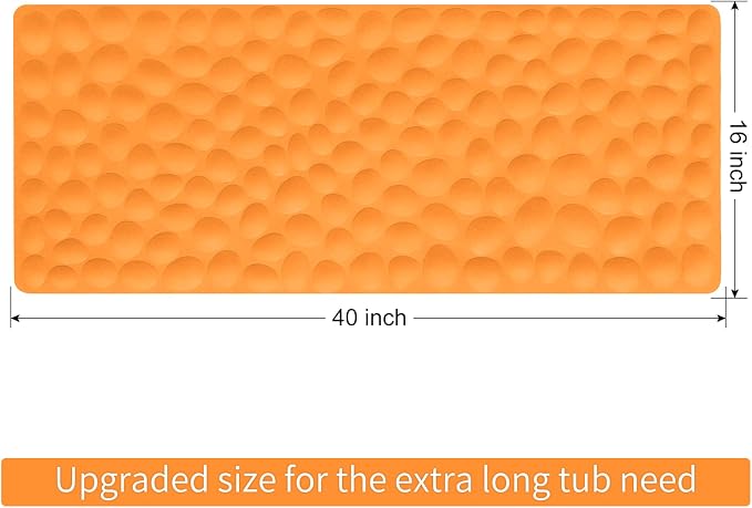Non-Slip Bathtub Mat OTHWAY Soft Rubber Bathroom Bathmat with Strong Suction Cups (Orange, 16x40 inch)