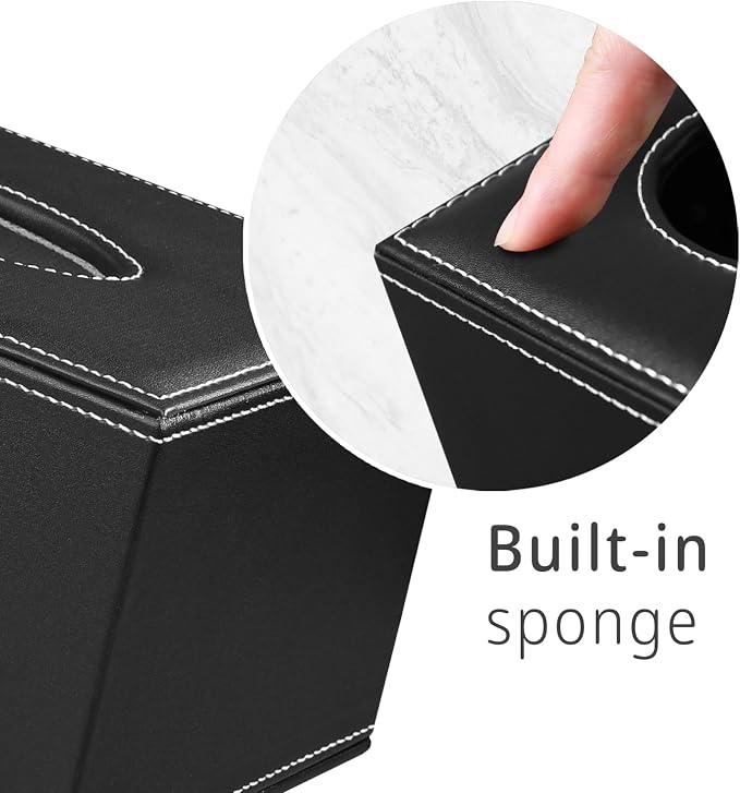 PU Leather Tissue Box Cover Rectangle, Aesthetic Facial Tissue Box Holder | Modern Facial Paper Napkin Dispenser Organizer Rectangular for Bathroom Vanity,NightStand,Coffee Table,Hotel,Car,Home Decor