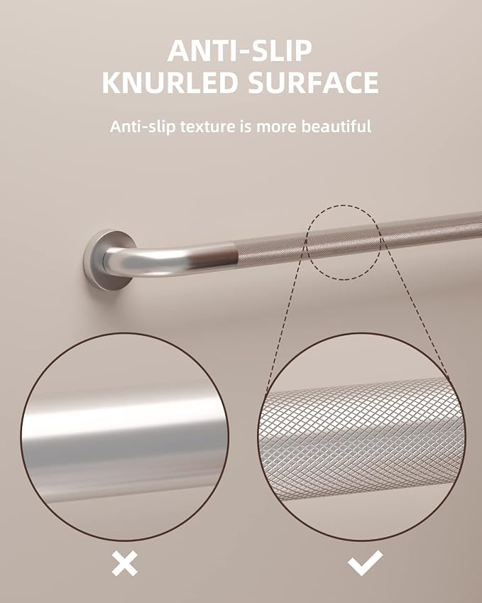 24 Inch Anti Slip Shower Grab Bar, Munzong Stainless Steel Bathroom Grab Bar, Satin Brushed Nickel Knurled Bathroom Balance Bar,Safety Hand Rail Support Handicap Elderly Senior Assist Bath Handle | Satin Brushed Nickel Knurled Bathroom Balance Bar Safe...