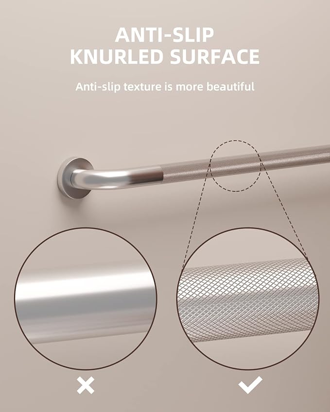 20 Inch Anti Slip Shower Grab Bar, Munzong Satin Brushed Nickel Hand Rail | Stainless Steel Knurled Bathroom Balance Bar Safety Bathroom Support Handicap Elderly Senior Assist Bath Handle