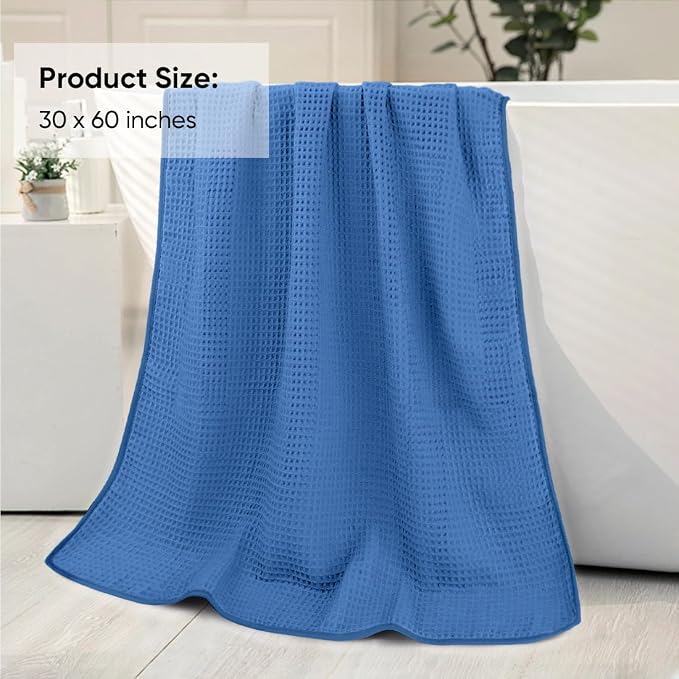 HOMEXCEL Waffle Bath Towels Set of 4 Pack, Waffle Towels for Bathroom | 400GSM Microfiber Waffle Bathroom Towel Set, Ultra Soft, Highly Absorbent, Quick Dry Towel for Gym, Shower, Spa, 30 x 60 Inch