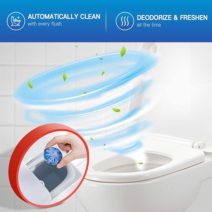 Vacplus Toilet Bowl Cleaners - 20 Pack Long-Lasting Toilet Cleaner Tablets, Prevent Stains & Deodorize, Blue | Bathroom Tank, Prevent Stains, Deodorizing, Easy Use, Blue