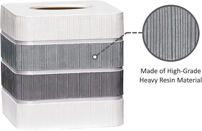 Modern Line Stylish Tissue Box Holder - Modern Classic Luxury Decor with Western Design - Square Tissue Cover for Bathroom, by Zahari Home