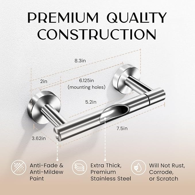 Day Moon™ - Toilet Paper Holder - Modern Roll Holder for Bathroom - 1 Pack - Wall Mount - Classic, Polished Chrome