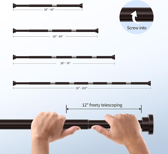Mcrbeay Shower Curtain Rod, 1" Diameter Heavy Duty Tension Shower Rod | Adjustable 28-46 inch Non Slip No Drill Spring Tension Rod For Bathroom, Shower Stall, No Rust, Bronze