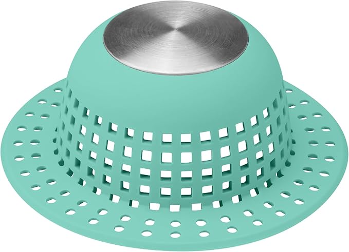 Aluvor Shower Drain Hair Catcher Bathtub Drain Cover Sink Drain Protector | Bathroom Sink & Bathtub Drain Strainer for Pop-Up & Regular Drains, Aqua