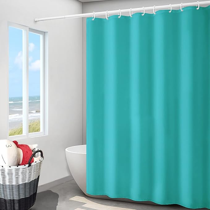 LLSCL Sapphire Blue Fabric Shower Curtain Liner with Magnets, Waterproof Hotel Quality, 72 x 72 Machine Washable