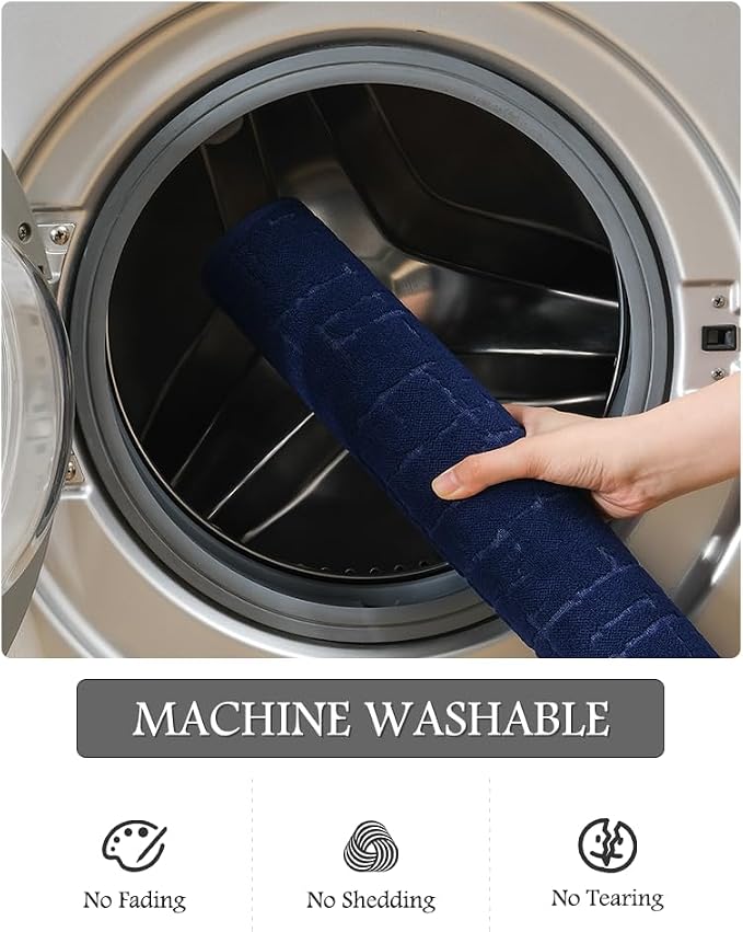 AMOAMI-Bath Mat-Absorbent Quick Dry Bathroom Floor Mats-Washable Rubber Backing Bath Mats for Bathroom Rugs Fit Under Door-Bath Rug for in Front of Sink Bathtub Shower Room, Navy 17''x59''