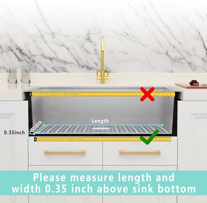 AWOKE Sink Protectors for Kitchen Sink - 24"x 12.5" Sink Mat - Heat resistant Easy-clean Silicone Sink Mat - for Protection of Stainless Steel Sink - with 3 Reserved Holes (Grey)