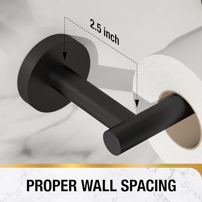 HITSLAM 2 Pack Matte Black Toilet Paper Holder, Double Post Pivoting, SS304 | Set of 2 Wall Mount Bathroom Tissue Holders, Rustproof Stainless Steel, Ideal for Multiple Bathrooms, Easy Roll Change