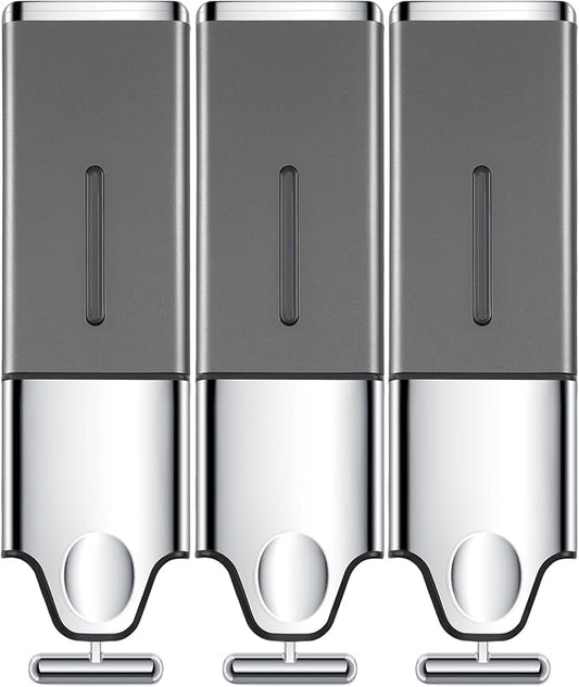 EHORIA Shampoo and Conditioner Dispenser, Shower Soap Dispenser | Shower Dispenser 3 Chamber No Drill, Wall Mounted Refillable Bottles, Shower Accessories for Bathroom, RV&Hotel,18.6oz 3 in 1